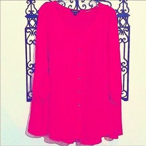 PINK BUTTON UP TOP BLOUSE or JACKET LONG  NEW  SLEEVES CAN BUTTON UP TO STAY